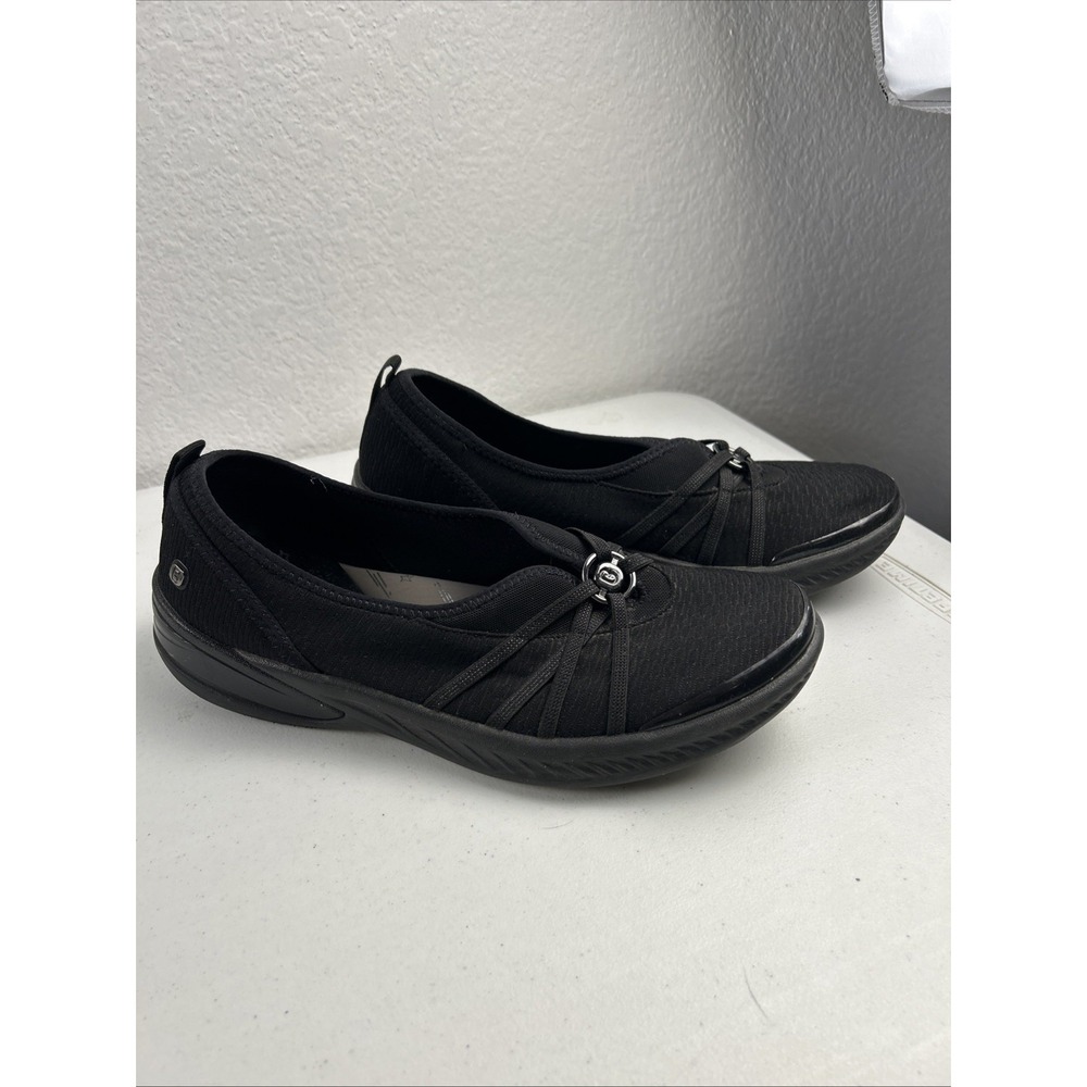 BZEES Black Slip On Comfort Canvas Women's Shoes. Size 11M